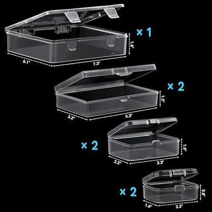 Clear Small Plastic Storage Containers with Lids, 7 Pack - size: 4 Size 7 Pcs
