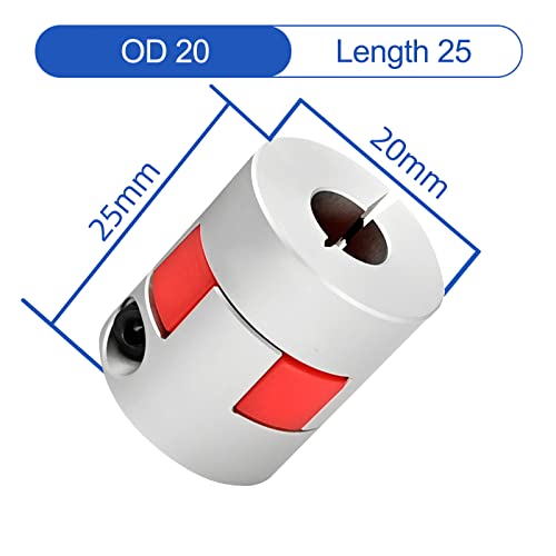 Upgrade D20*L25 Flexible Shaft Coupling 6.35mm to 10mm Aluminium Plum Connector Flexible Coupler for 3D Printer CNC Machine and Servo Stepped Motor - size: Bore 6.35mm to 10mm