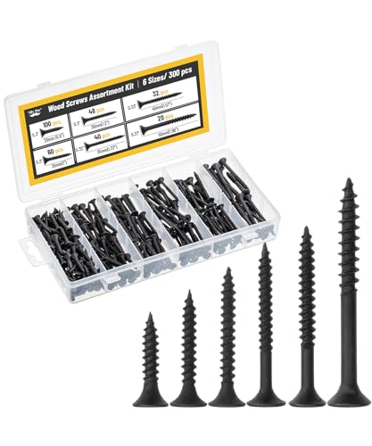 Mr. Pen- Wood Screws Assortment Kit, 300 pcs, Black, Phillips Head - color: Black, size: 300 pcs