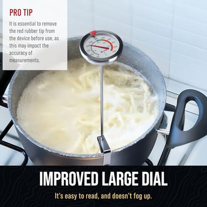 CRAFT911 Candy Thermometer with Pot Clip - Deep Fry Oil Thermometer for Frying and Candle Making (Lemon) - color: Lemon 1 Pack