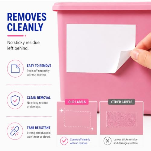 4 x 6 Inch Removable Labels for Storage Bins, 100 Pcs Matte White