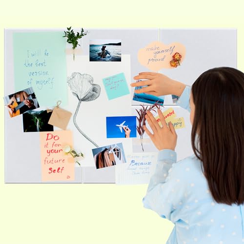 AKTOP White Cork Bulletin Board 12x12, 1/2" Thick Felt Cork Board Tiles 6 Pack, Small Square Pin Board for Wall, Self Adhesive Corkboards with 60 Push Pin Wood Clips for School, Home & Office - color: White, size: 12"x12" - 6Pack