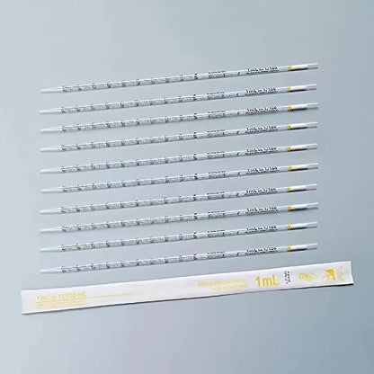 Serological Pipette - 1ml/Yellow, Individually Wrapped(Case of 100) - size: 1ml - 100pcs
