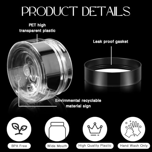 SATINIOR 100 Pcs Plastic Jars with Lids Small Containers Lids Wide Mouth Small Plastic Containers for Lotion Cream Rhinestones Body Butters Travel Storage(2 oz,Black) - color: Black, size: 2 oz
