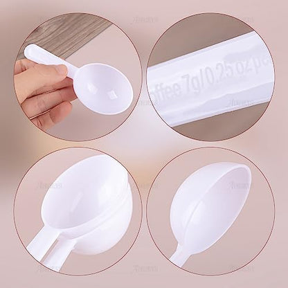 AUEAR, 5 Pack White Tablespoon Coffee Scoop Plastic Measuring for Fruit Powder Seed Spices - color: White, size: 5 Pack