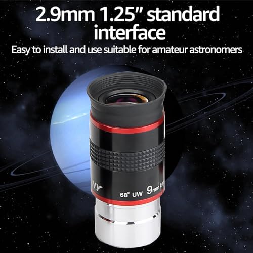 SVBONY Telescope Eyepiece, 9mm Focal Length, 1.25" Redline Eyepiece, 68° UW - size: 9mm
