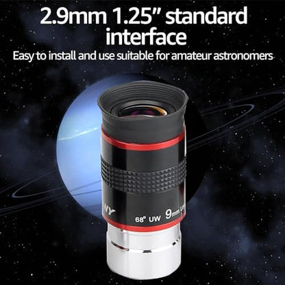 SVBONY Telescope Eyepiece, 9mm Focal Length, 1.25" Redline Eyepiece, 68° UW - size: 9mm