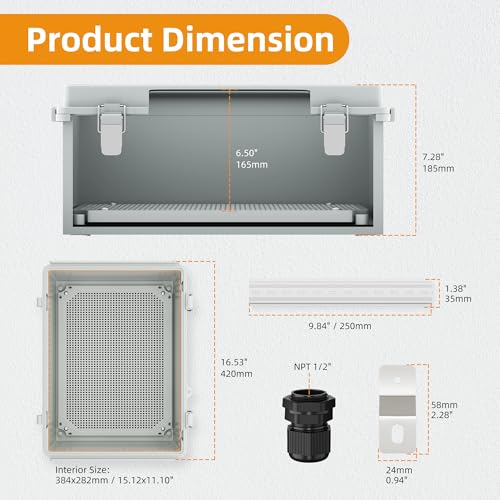Joinfworld Outdoor WiFi Enclosure 15.7x11.8x7.1 Weatherproof Electrical Box Stainless Steel Latch Hinged Nema 4 Enclosure for Electonics Router Breaker - size: 15.7“x11.8"x7.1"