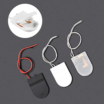 Alinan 5pcs Button Battery Holder Coin Cell Battery Holder with Switch CR2032 1 X 3V Battery Holder Battery Storage Boxes Cover with Wires On ON-Off Switch Socket Container (White) - color: White