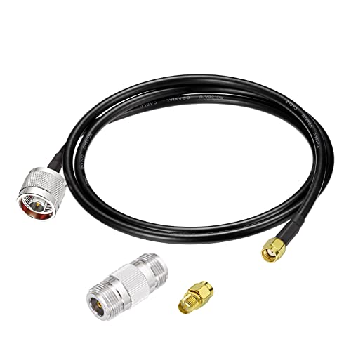 Eightwood RP-SMA Male to N Male RG58 Cable 3ft + SMA Male/N Female Adapter