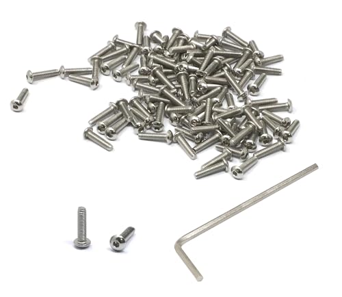 iexcell 100 Pcs M2.5 x 10mm Thread Pitch 0.45 mm Stainless Steel 304 Hex Socket Button Head Cap Screws Bolts Kit - size: M2.5 x 10mm