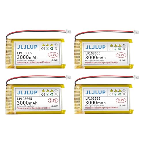4pcs 3.7V 3000mAh Lithium Polymer Rechargeable Battery 1S 1C LiPo Battery with JST1.25mm Connector Integrated Protection Circuit for Arduino ESP32 Development Board for Speaker Wireless Device - size: 4