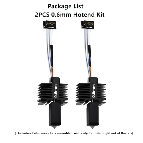 2PCS 0.6mm P1S P1P Hotend, Upgraded All-Metal Hardened Steel Nozzle Hotend Pre-Assembled with 24V 48W Ceramic Heater & High-Temp Thermistor Replacement Hot end for Bambu Lab P1 Series 3D Printers - size: 0.6mm
