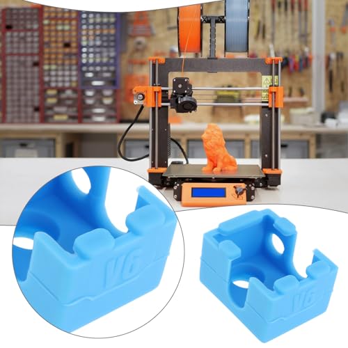 The Lord of the Tools 4pcs 3D Printer Heater Block Silicone Socks Cover Silicone Hotend Sock Compatible with Prusa MK3 MK3S Compatible with E3D V6 PT100 Blue