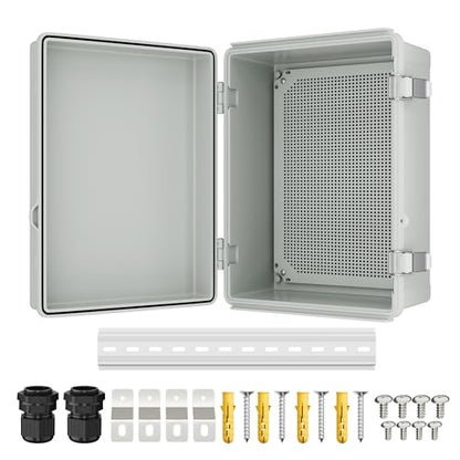Joinfworld Outdoor WiFi Enclosure 15.7x11.8x7.1 Weatherproof Electrical Box Stainless Steel Latch Hinged Nema 4 Enclosure for Electonics Router Breaker - size: 15.7“x11.8"x7.1"
