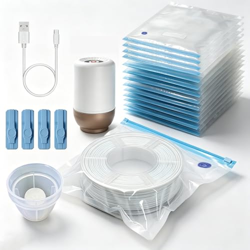 Filament Storage Bags with Auto Pump - Upgraded 20 Extra Large Filament Bags (13.39 * 11.81 inch) Plus 4 Clips - Extra Large Filament Vacuum Bags (Set A)