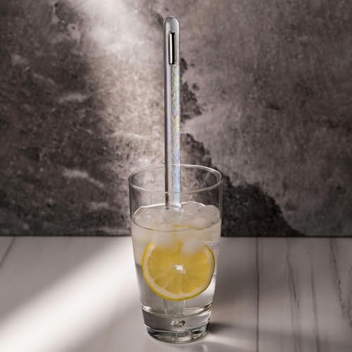 Handmade Iridescent Glass Swizzle Stick – 10.5 Inch Long Cocktail Stirrer & Pitcher Stirring Rod with Platinum Luster Accent - Deluxe Mixology Bar Tool, Canadian Made Luxury Gift
