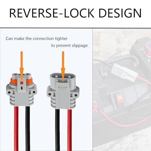 50A Battery Quick Connect Pair,IP68 Waterproof 8AWG Pre-Wired Plugs - size: Anderson 50A Waterproof Connector