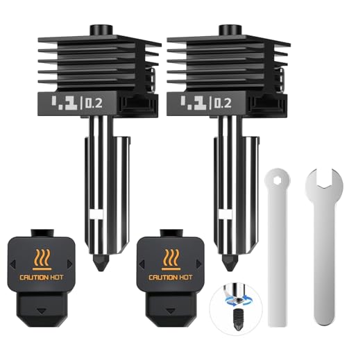 2 PCS H2D Quick Swap Hotend 0.2mm Hardened Steel Nozzle High Temperature Extruder Print Head with Silicone Cover Compatible with Bambu Lab H2D/H2S/H2C 3D Printers - size: 0.2mm/0.2mm H2D/H2S/H2C