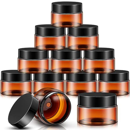 SATINIOR 24 Pieces Clear Plastic Jars with Lids, Amber Lid, 4 oz - color: Amber Lid, size: 4 oz