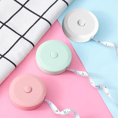 3-Pack Tape Measure Set for Body & Fabric, 60-Inch Soft Fashion Retractable Rulers, Dual-Scale Measurements for Sewing, Tailoring, and Crafts