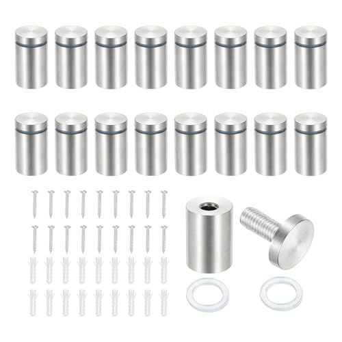 PATIKIL 1x1.6" Standoff Screws, 16 Pack Stainless Steel Stand Off Wall Mounts Wall Sign Mounting Hardware Advertising Standoff Nail for Hanging Acrylic Signs Picture Frame, Silver - size: 1x1.6"