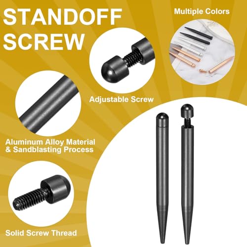 uxcell 4 Pcs 0.3" x 3"Standoff Screws Aluminum Alloy Wall Mount Sign Mounting Hardware Kit with 4pcs Screws for Hanging Acrylic Glass Signs, Black - color: Black, size: 0.3" x 3"
