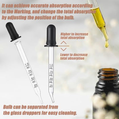 10Pcs 1ML Glass Eye Dropper Set, Storage Case, 2 Cleaning Brush, SGS Tested - color: 10-Piece Set