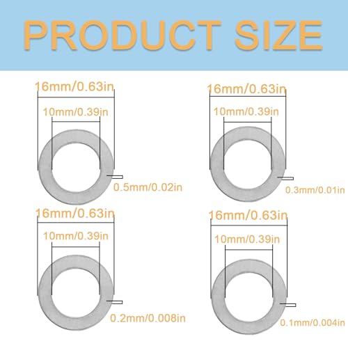 M10x16mm 304 Stainless Steel Shim Washers, Precision Thin Spacers - size: M10X16