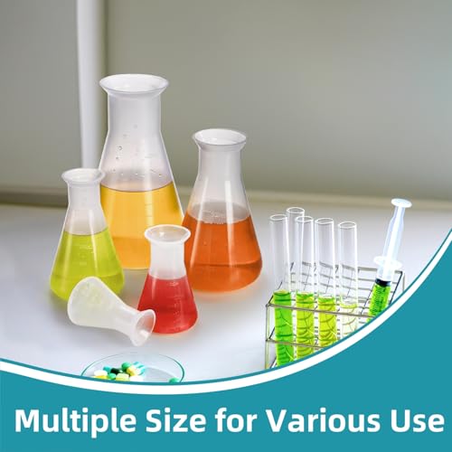 Covzoe 10 Pack Plastic Erlenmeyer Flask, Semi-Transparent