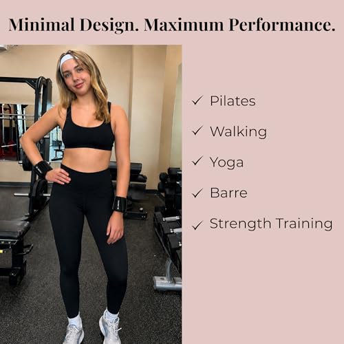 Wrist & Ankle Weights for Women – 2 lb Total, 1 lb Each | Weighted Bangles - color: Black