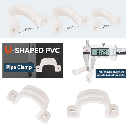 Pvc Pipe Strap,12Set PVC Pipe Clamps 1/2 inch,Juvaeny 20mm Conduit Strap Clamps with 24Pcs 410 Stainless Steel Screw for Two Hole Plastic Pipe Clamps (20mm Conduit Strap) - size: 20mm Conduit Strap