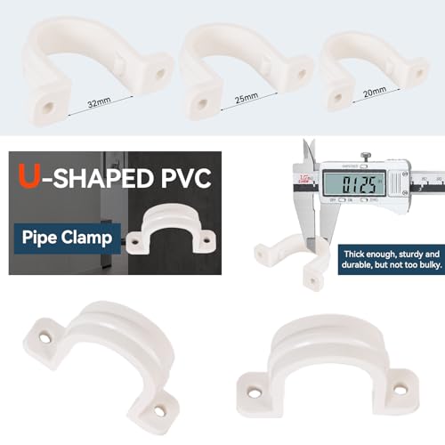 Pvc Pipe Strap,12Set PVC Pipe Clamps 1 inch,Juvaeny 32mm Conduit Strap Clamps with 24Pcs 410 Stainless Steel Screw for Two Hole Plastic Pipe Clamps (1 inch Conduit Pipe Clamps) - size: 32mm Conduit Strap