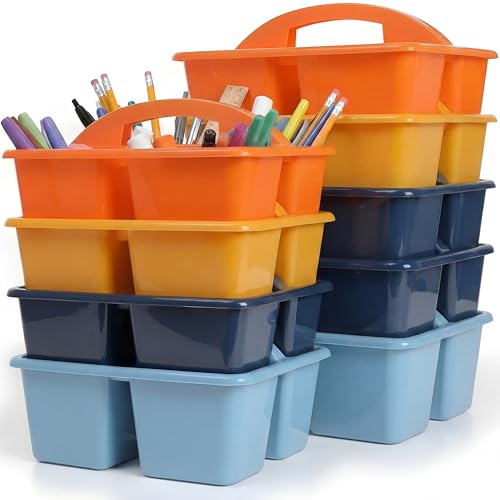 Kathfly 8 Pack Classroom Caddy Organizer with Handle Bulk, Blue Orange - color: Blue Orange