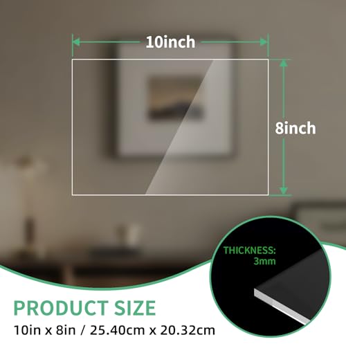 8×10" Plexiglass Sheets 1/8 inch Thick,3mm Clear Acrylic Sheet 2 Pack - size: 3mm,8X10"