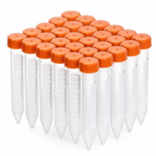 PEKYBIO 15ml Centrifuge Tubes with Leak-Proof Screw Cap, Sterile Plastic Test Tubes Conical Bottom, 50Pcs - size: 15ML Concial Bottom
