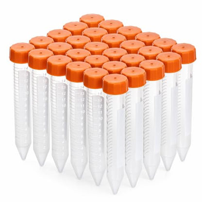 PEKYBIO 15ml Centrifuge Tubes with Leak-Proof Screw Cap, Sterile Plastic Test Tubes Conical Bottom, 50Pcs - size: 15ML Concial Bottom