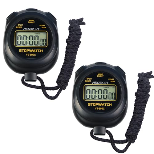 2 Pack Stopwatch Sport Timer, Simple Stop-Watch - color: Black