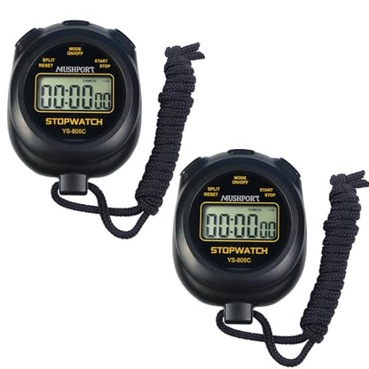 2 Pack Stopwatch Sport Timer, Simple Stop-Watch - color: Black