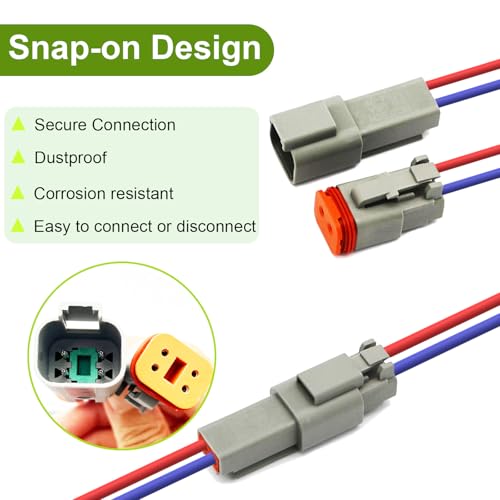 2 Pin Deutsch Connector Kit 10 Set, DT Connector, Waterproof Wire Connector - size: 2Pin 10Pair
