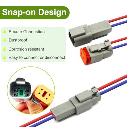 2 Pin Deutsch Connector Kit 10 Set, DT Connector, Waterproof Wire Connector - size: 2Pin 10Pair