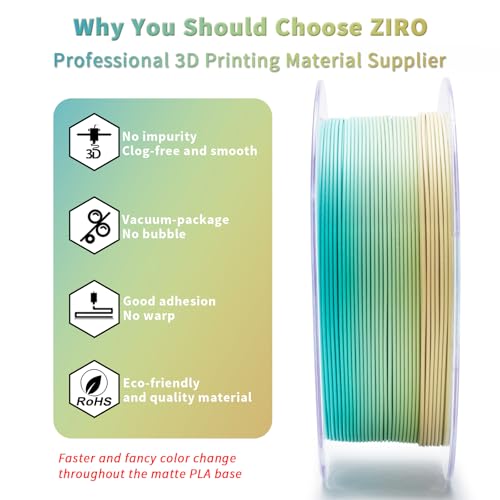 ZIRO Fast Gradient PLA, Matte Multi Colors 3D Printer Filament 1kg, Beach - color: Beach(matte)