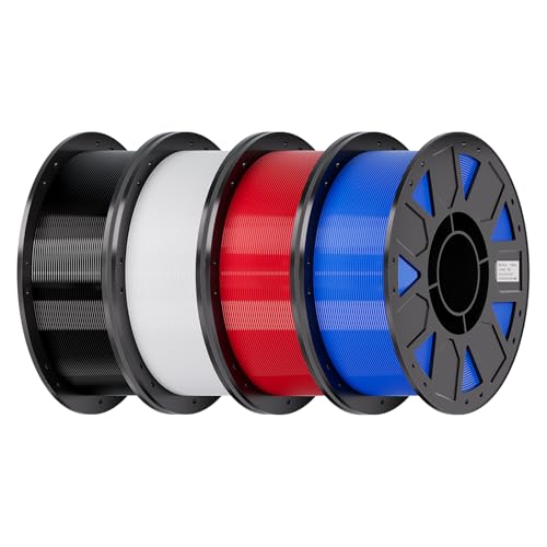 Creality PETG Filament 1.75mm 4KG, Black+White+Blue+Red, Total 4-Pack - color: Black+white+blue+red, size: 4kg