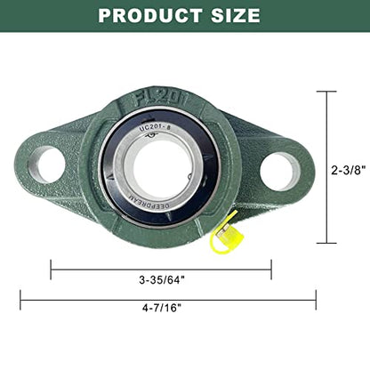 2 Pcs of DEEPDREAM UCFL201-8 Pillow Block Bearing, 1/2 inch Bore, 2 Bolt Flange Mounted Pillow Bearing, Self Alignment - size: UCFL201-8-2Pcs