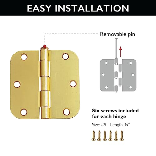 Design House Interior Door Hinge, 3.5", Satin Brass - color: Satin Brass