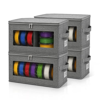 4 Pack Filament Storage Box Set with Dry Desiccants, Moisture & Dust-Proof
