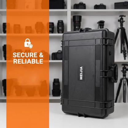 MEIJIA All Weather Waterproof Hard Camera Case,Hard Case with Customizable Fit Foam,Fit Use of Drones,Camera,Equipments,Pistols,Elegant Black (Black, 28.84"x16.92"X7.08") - size: 28.84" x 16.92" x 7.08"