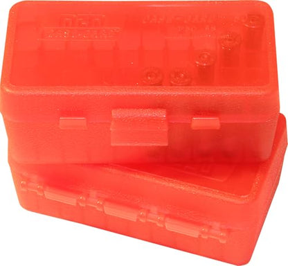 MTM Case-Gard P50-38-29 Flip-Top Ammo Box, 50 Round, Clear Red - color: Red