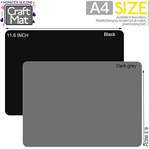 LEOBRO Silicone Mats for Resin Molds, Crafts, Play Dough Mat, Gray & Black - color: Dark Gray & Black, size: 11.7" x 8.3"