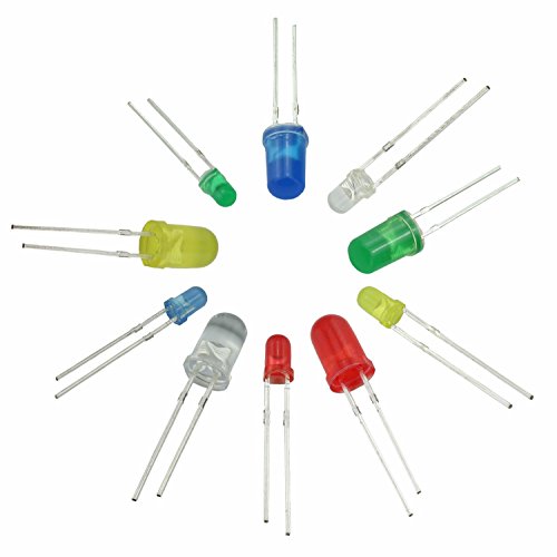ZYAMY 375pcs 3mm 5mm Light Emitting Diode Assorted Kit Mixed Color Red Green Yellow Blue White 5 Colors Round Bright LED Light Component Kit